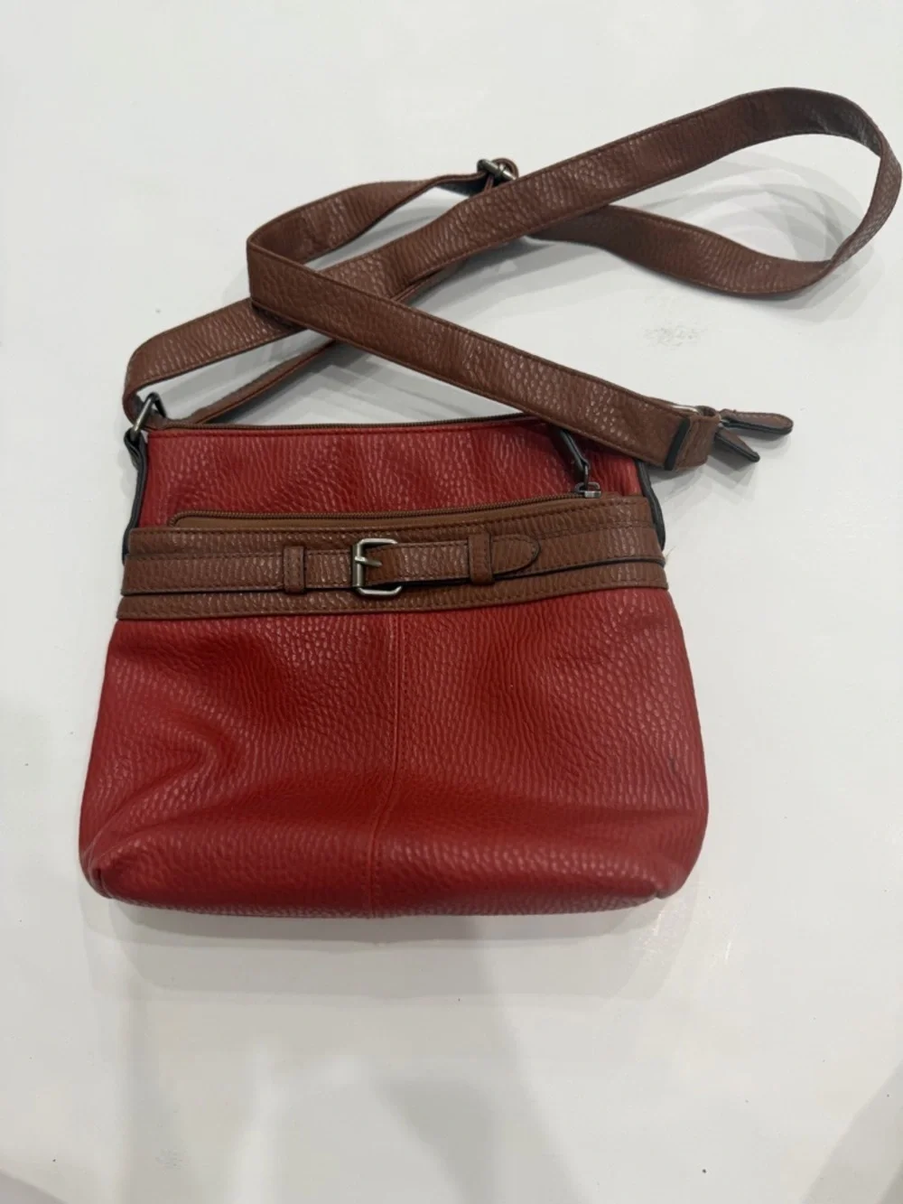 STYLE & CO Red Crossbody Bag Belt Detail Faux Leather Chic Everyday
